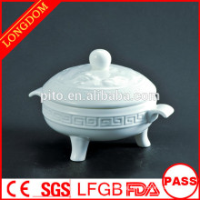 2014 hot sale hotel restaurant dragon pattern ceramic porcelain soup bowl with lid